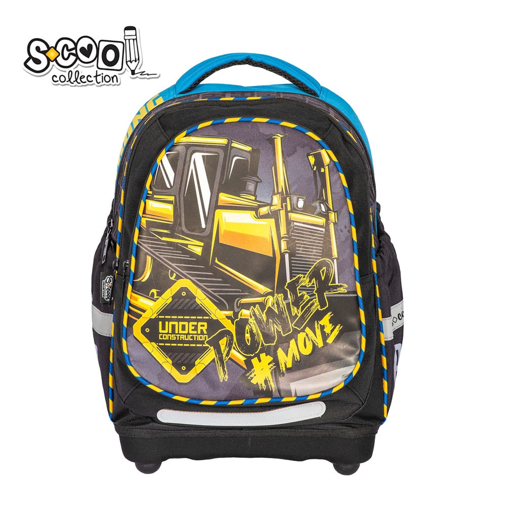 Ghiozdan baieti, POWER, buzunar frontal, compartiment spatios, spate buretat, PVC, poliester, 39 cm - imagine 14